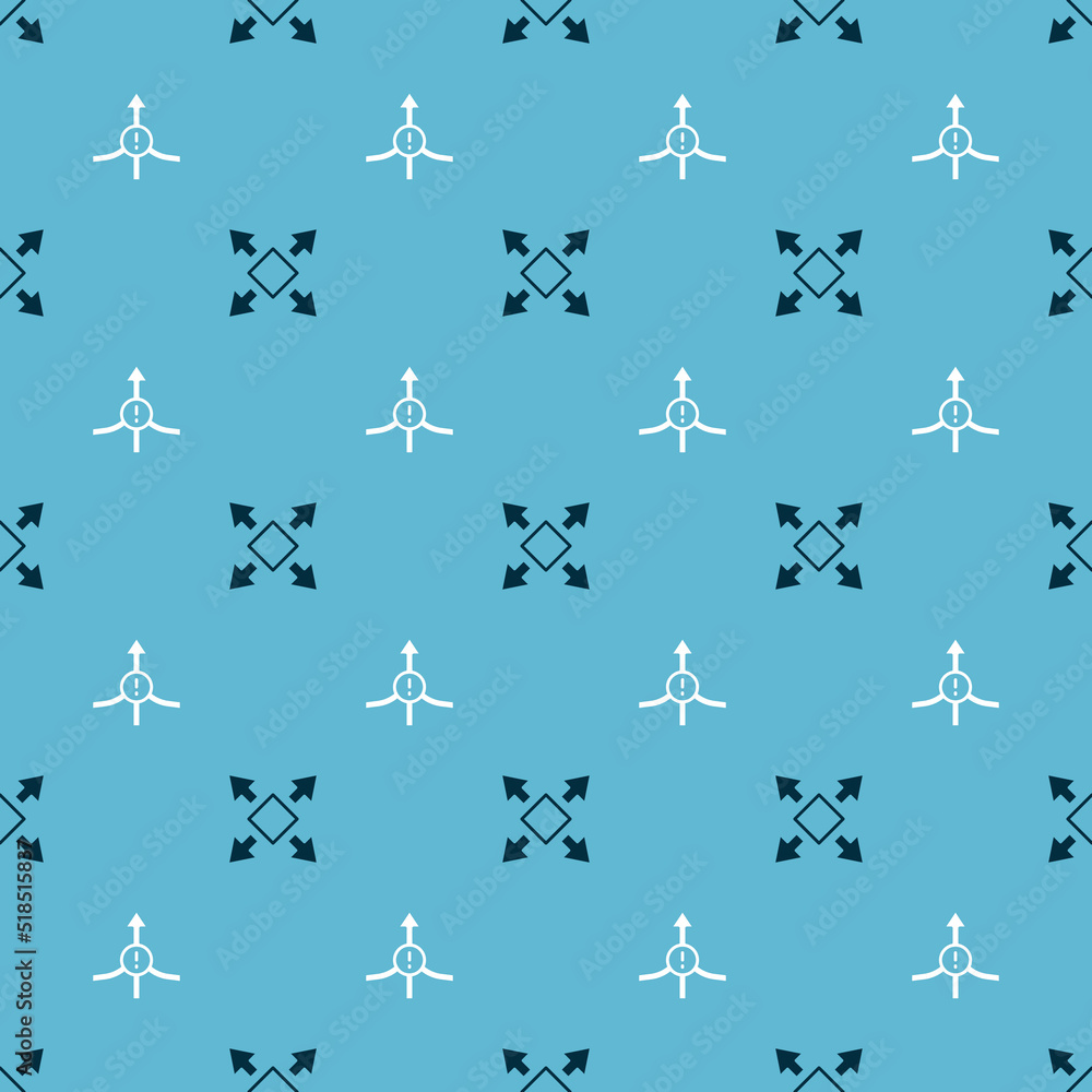 Poster Set Many ways directional arrow and Arrow on seamless pattern. Vector