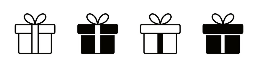 Fototapeta Present gift box icon. Vector isolated elements. Christmas gift icon illustration vector symbol. Surprise present linear design. Stock vector obraz