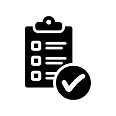 Audit, test, check, report icon. Black vector graphics.