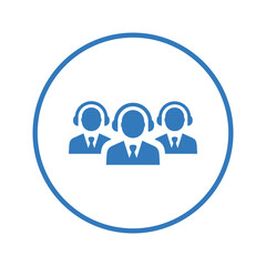 Call center, hotline number icon. Blue color design.