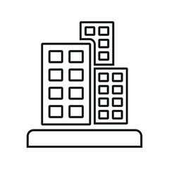 Office center, company buildings line icon. Outline vector.