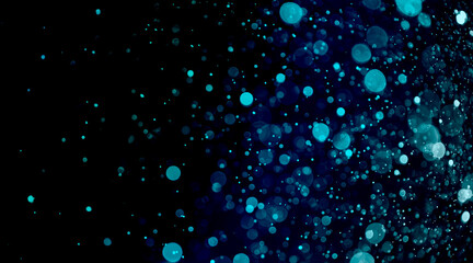 Blue bokeh glitter gradient background. 