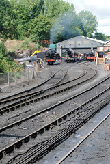 Fototapeta premium Steam Locomotive in Siding of Old Heritage Railway