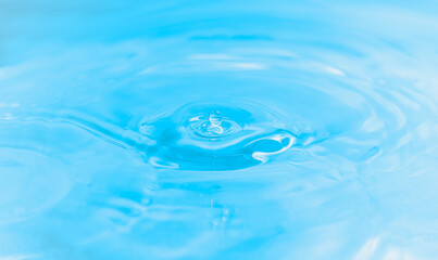 water drop, bubbles and water ripples on pale blue light effects background.	
