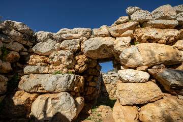 habitaciones rectangulares, conjunto prehistórico de Capocorb Vell,  principios del primer milenio a. C. (Edad de Hierro), Monumento Histórico Artístico, Llucmajor, Mallorca, Balearic islands, spain