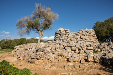 talayot circular, conjunto prehistórico de Capocorb Vell,  principios del primer milenio a. C. (Edad de Hierro), Monumento Histórico Artístico, Llucmajor, Mallorca, Balearic islands, spain