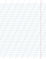 Graph paper. Printable lined grid paper with color horisontal, diagonal lines. Geometric pattern for school, oblique notebook. Realistic lined paper blank size Letter. Exercise page for calligraphy