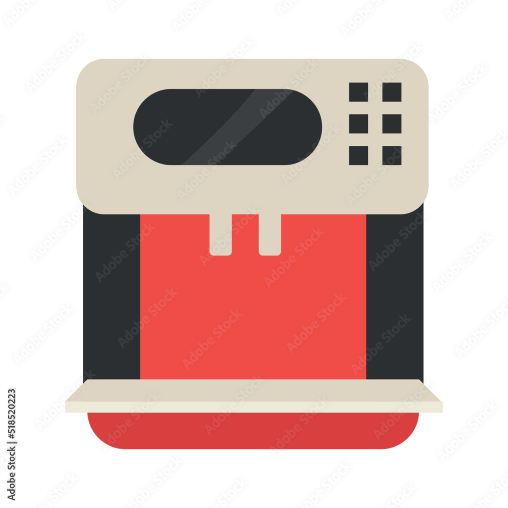 Poster coffee machine semi flat color vector object. fresh strong drink making. bar equipment. full sized i