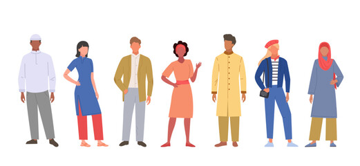 international people. multicultural group of persons multiracial male and female characters arabic european asian worldwide communication team. Vector flat illustrations