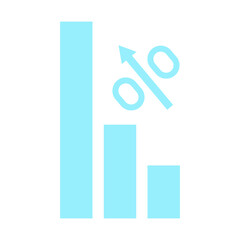 Increasing percentage semi flat color vector object. Growth chart. Statistical data. Full sized item on white. Business simple cartoon style illustration for web graphic design and animation