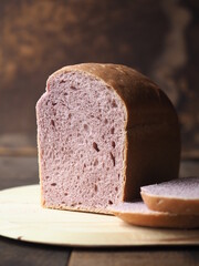 Sliced purple bread loaf
