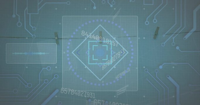 Animation of digital interface and processing socket over grey background