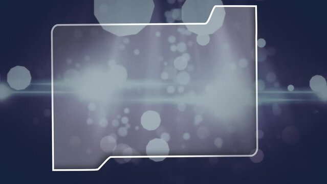 Animation of digital frame over dots moving on navy background