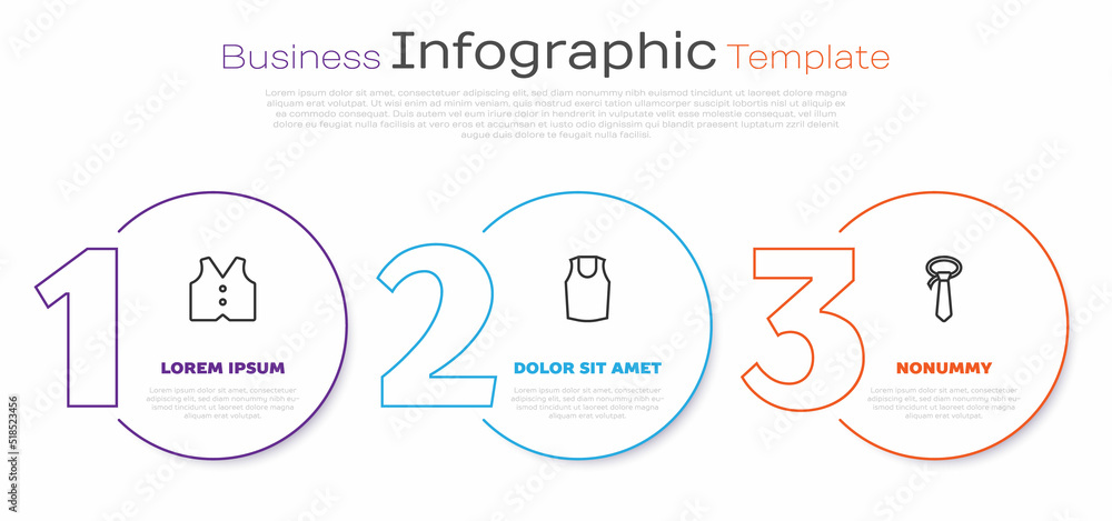 Poster set line waistcoat, undershirt and tie. business infographic template. vector