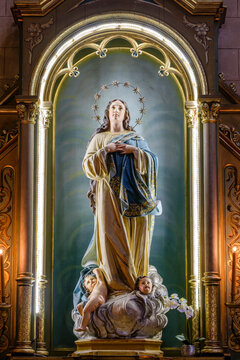 escultura de la virgen inmaculada, Iglesia de la Inmaculada Concepción, siglo XIX, Sant Matgi,  Palma, Mallorca, balearic islands, Spain