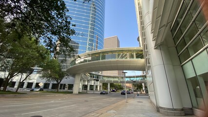 HOUSTON, TEXAS - March, 2022: Houston city downtown empty area.
