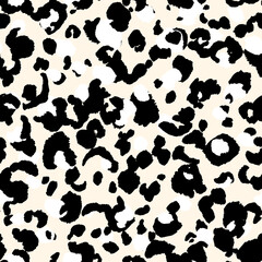 Abstract modern leopard seamless pattern. Animals trendy background. Beige and black decorative vector stock illustration for print, card, postcard, fabric, textile. Modern ornament of stylized skin