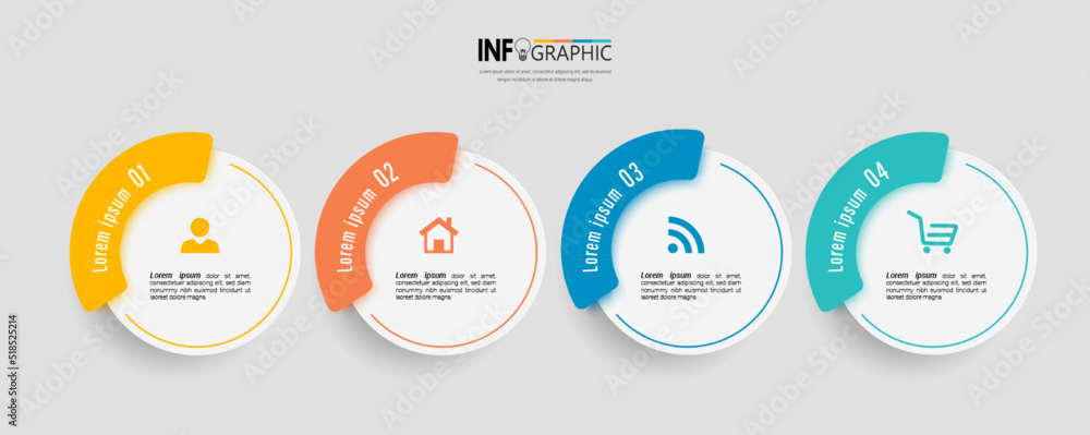 Poster circle infographic elements with 4 steps