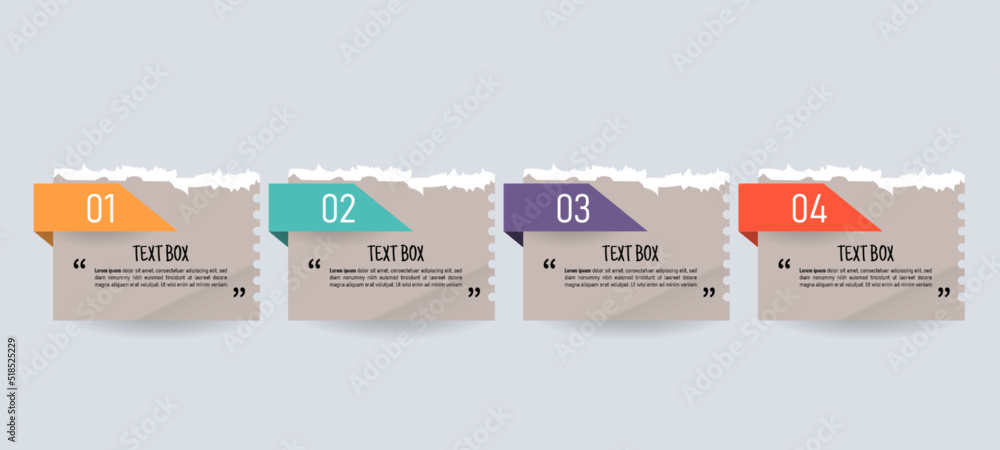 Poster text box design with notepapers infographic