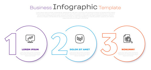 Set line Financial growth, Browser with stocks market and Document graph chart. Business infographic template. Vector