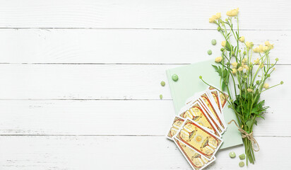 Concept of psychic advisor or ways of divination with cards.