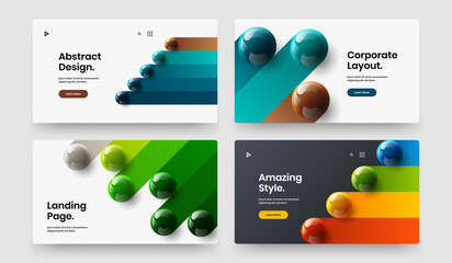 Fresh 3D balls company cover layout bundle. Multicolored pamphlet design vector concept set.