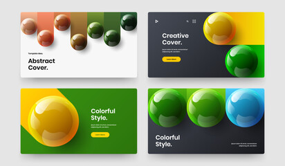 Creative corporate cover vector design illustration collection. Unique 3D balls landing page template composition.