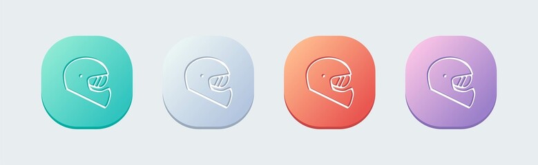 Obraz premium Helmet line icon in flat design style. Automotive signs vector illustration.