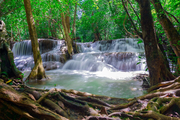 Huay mae khamin waterfall kanchanaburi thailand