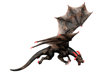 3D Rendering Fairy Tale Dragon on White