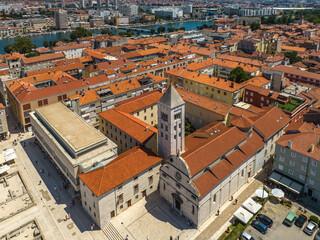 Fototapeta na wymiar Croatia - Amazing and historic Zadar in heart of Dalmacia from drone view