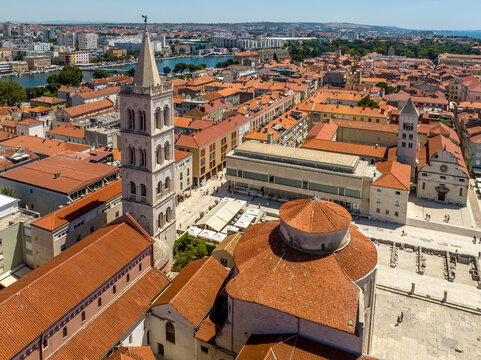 Croatia - Amazing and historic Zadar in heart of Dalmacia from drone view