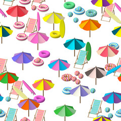 Beach full of parasol and swim ring image