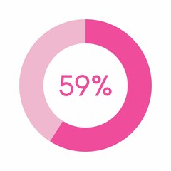 59 percent, pink circle percentage diagram vector illustration