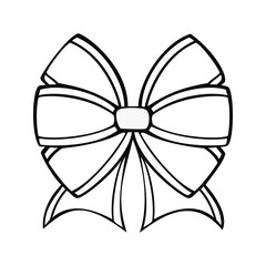 Festive beautiful bow with stripes for a gift, vector monochrome illustration