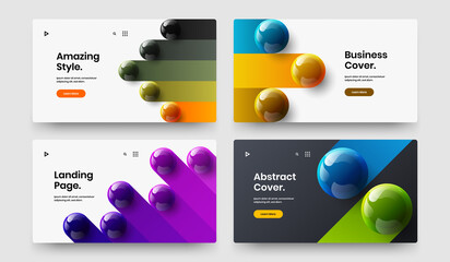 Amazing website vector design concept composition. Trendy 3D balls leaflet template bundle.