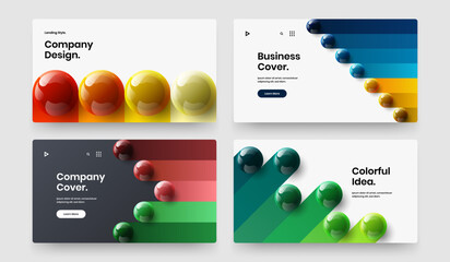 Creative magazine cover vector design layout bundle. Premium realistic balls banner template set.