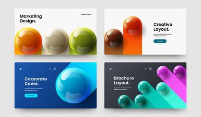 Colorful banner vector design concept set. Simple realistic spheres pamphlet layout collection.