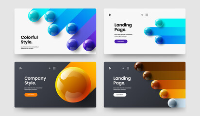 Unique 3D balls front page layout bundle. Amazing corporate cover vector design template collection.