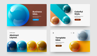 Amazing poster vector design concept collection. Fresh 3D balls postcard layout bundle.