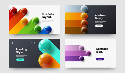 Clean 3D balls banner template collection. Isolated company identity vector design layout bundle.