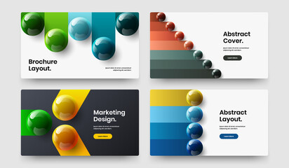 Simple realistic balls presentation template composition. Isolated site design vector layout bundle.