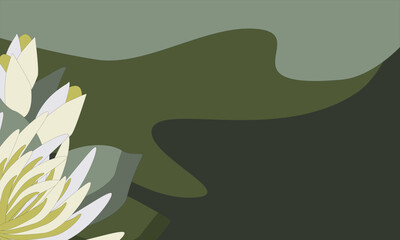 Fototapeta na wymiar Green background with flower illustration for web design, landing page, banner, invitation, flyer