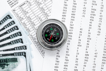 Reinvent and recover business. Compass with business calculations