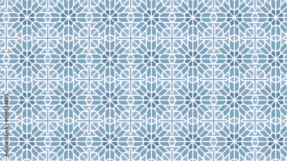 Poster seamless portugal or spain azulejo wall tile background animation scrolling right. high resolution -