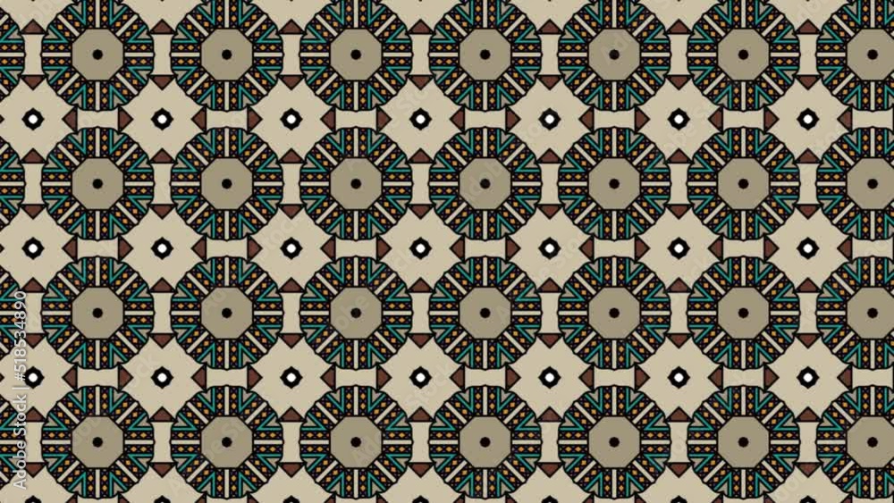 Poster the colorful geometric repeating tile pattern is mostly in the shade of black. panning