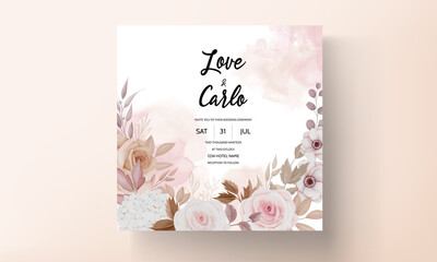 beautiful brown floral invitation card template