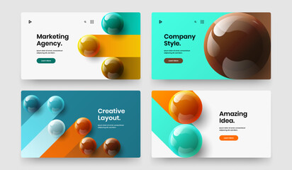 Colorful realistic balls pamphlet concept set. Fresh cover design vector illustration bundle.