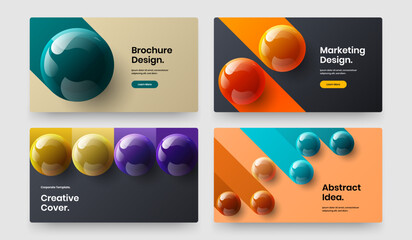 Unique 3D balls catalog cover illustration collection. Premium poster design vector concept bundle.