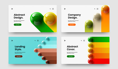 Colorful realistic spheres company identity template bundle. Multicolored postcard vector design concept composition.